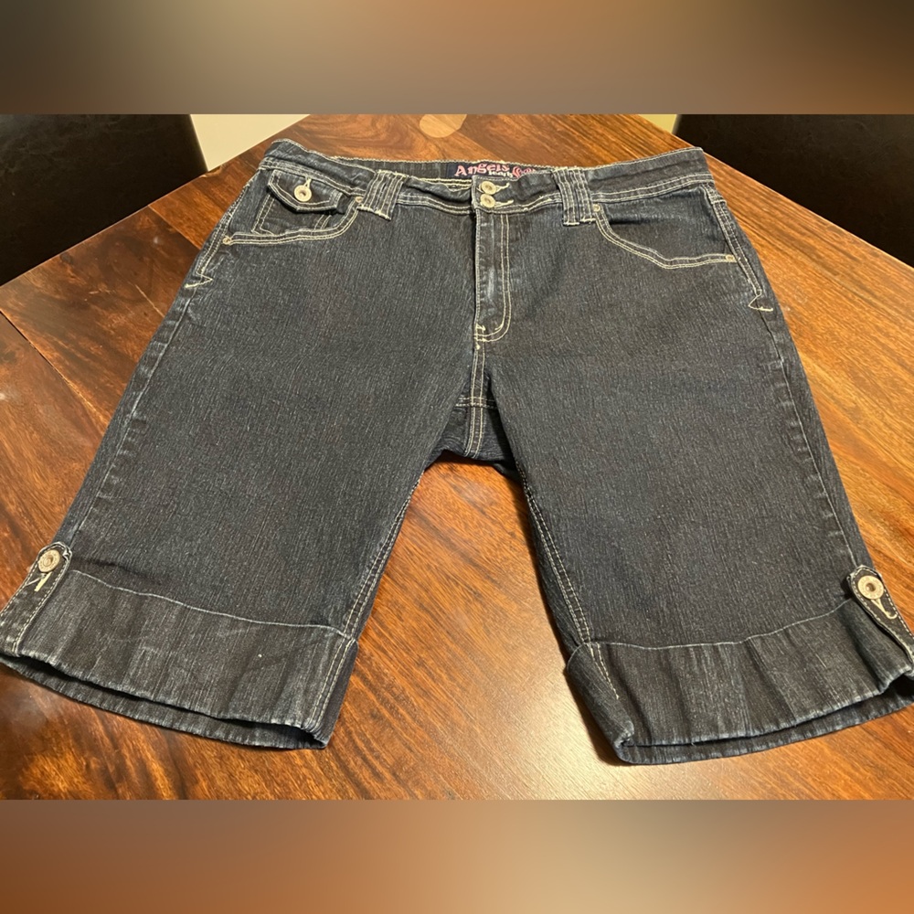 Angel Jeans‎ Cuffed Long Jean Shorts Y2K Dark Wash Women’s Size 20